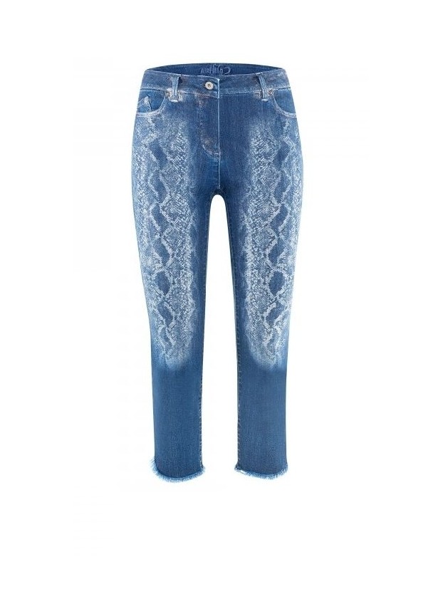 Spodnie jeansy z flokowanym wzorem